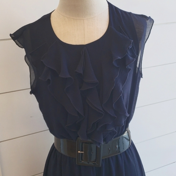 GNW size 10 navy blue formal dress sheer with lining - Picture 2 of 7